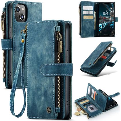 Caseme C30 iPhone 14 Plus Hülle Klapphülle Geldbörse - Blau
