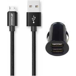 Mobigear Essentials Single USB Auto Ladegerät Micro USB 1 Meter 12W 2.4A - Schwarz
