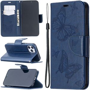Mobigear Butterfly iPhone 12 Hülle Klapphülle Geldbörse - Blau