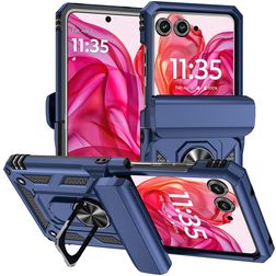 Mobigear Armor Ring Motorola Razr 50 Hülle Hardcase Backcover Stoßfest mit Ringhalter - Blau