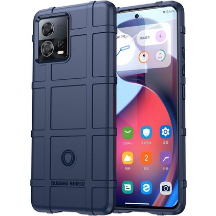 Mobigear Rugged Shield Motorola Edge 30 Fusion Hülle Flexibles TPU Backcover Stoßfest - Blau