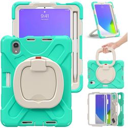 Mobigear RingGuard iPad Mini 6 (2021) Hülle Kunststoff,Silikon Backcover + Stifthalter + Schulterträger + Ständer - Türkis