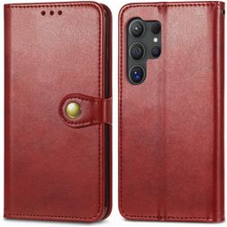 Mobigear Snap Button Samsung Galaxy S25 Ultra Hülle Klapphülle Geldbörse - Rot