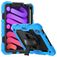 Mobigear SureGrip Xtreme iPad Mini 7 (2024) Hülle Kunststoff,Silikon Backcover + Stifthalter + Schulterträger + Ständer - Schwarz / Blau