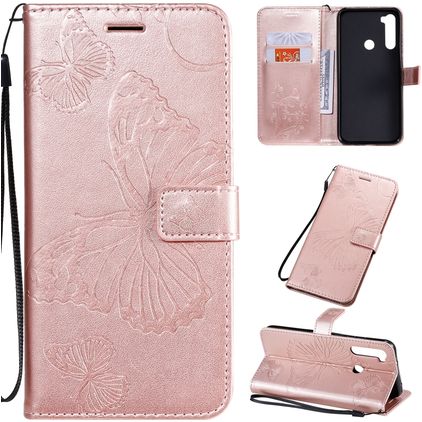 Mobigear Butterfly Xiaomi Redmi Note 8T Hülle Klapphülle Geldbörse - Roségold