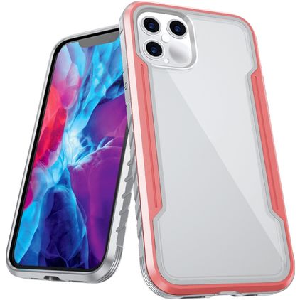 Mobigear Metal Tough iPhone 12 Pro Max Hülle Hardcase Backcover Stoßfest - Transparent / Pink