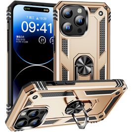 Mobigear Armor Ring iPhone 15 Pro Max Hülle Hardcase Backcover Stoßfest mit Ringhalter - Gold