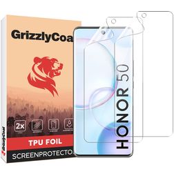 GrizzlyCoat HONOR 50 Hydrogel-TPU Displayschutz - Hüllenfreundlich + Montagerahmen (2er Pack)