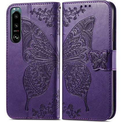 Mobigear Butterfly Sony Xperia 5 IV Hülle Klapphülle Geldbörse - Lila