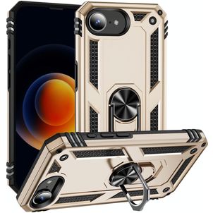 Mobigear Armor Ring iPhone 16e Hülle Hardcase Backcover Stoßfest mit Ringhalter - Gold