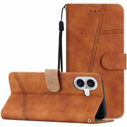 Mobigear Stitch iPhone 17 Hülle Klapphülle Geldbörse - Braun