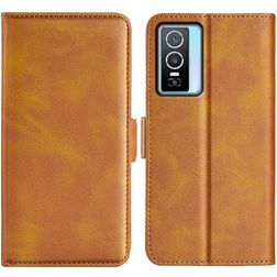Mobigear Slim Magnet Vivo Y76 Hülle Klapphülle Geldbörse - Cognac