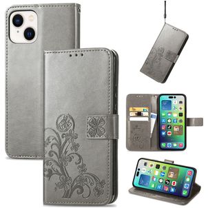 Mobigear Clover iPhone 15 Hülle Klapphülle Geldbörse - Grau