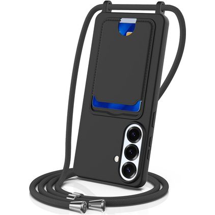 Mobigear Lanyard Card Samsung Galaxy S26 Plus Silikon Handykette mit Kartenhalter - Schwarz