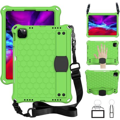 Mobigear HexStrap iPad Air 11 Zoll (2026) Hülle EVA Schaum Backcover + Schulterträger - Grün