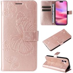Mobigear Butterfly iPhone 16 Hülle Klapphülle Geldbörse - Roségold