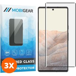 Mobigear Premium Google Pixel 6 Pro Panzerglas Gehärtetes Glas Displayschutz - Hüllenfreundlich - Schwarz (3er Pack)