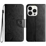 Mobigear Flowers iPhone 16 Pro Max Hülle Klapphülle Geldbörse - Schwarz