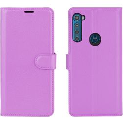 Mobigear Classic Motorola One Fusion Plus Hülle Klapphülle Geldbörse - Lila