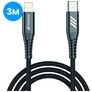 Mobigear Nylon USB-C auf Apple Lightning Kabel MFI 3 m - Schwarz