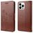 Mobigear Flowers iPhone 14 Pro Max Hülle Klapphülle Geldbörse - Braun