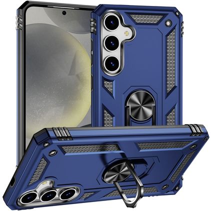Mobigear Armor ring Samsung Galaxy S25 Plus Hülle Hardcase Backcover Stoßfest mit Ringhalter - Blau