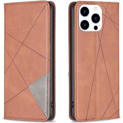 Mobigear Rhombus Slim iPhone 16 Pro Max Hülle Klapphülle - Braun