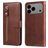 Mobigear Zipper iPhone 17 Pro Max Hülle Klapphülle Geldbörse - Braun