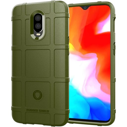 Mobigear Rugged Shield OnePlus 6T Hülle Flexibles TPU Backcover Stoßfest - Grün