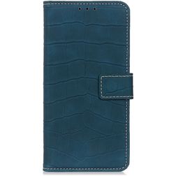 Mobigear Croco Motorola Moto G60s Hülle Klapphülle Geldbörse - Grün