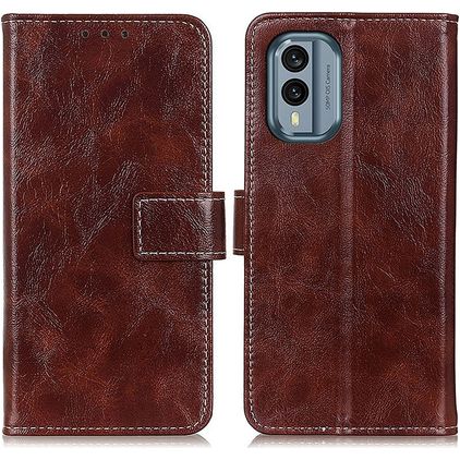 Mobigear Basic Nokia X30 Hülle Klapphülle Geldbörse - Braun