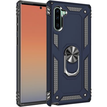 Mobigear Armor Ring Samsung Galaxy Note 10 Hülle Hardcase Backcover Stoßfest mit Ringhalter - Blau