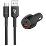 Mobigear Essentials Dual USB / USB-C Auto Ladegerät USB-C 1 Meter Power Delivery 48W - Schwarz