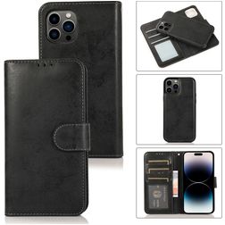 Mobigear Wallet iPhone 15 Pro Max Hülle Abnehmbare 2in1 Klapphülle Geldbörse - Schwarz