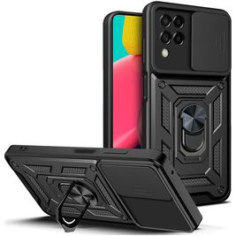 Mobigear Armor Ring Cam Slide Samsung Galaxy M53 Hülle Hardcase Backcover Stoßfest mit Ringhalter - Schwarz