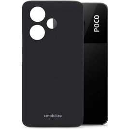 Mobilize Rubber Gelly POCO M6 Hülle Flexibles TPU Backcover - Schwarz