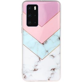 Mobigear Marble Huawei P40 Hülle Flexibles TPU Backcover - Dreifarbig