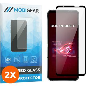 Mobigear Premium ASUS ROG Phone 6 Panzerglas Gehärtetes Glas Displayschutz - Hüllenfreundlich - Schwarz (2er Pack)