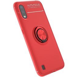 Mobigear Armor Ring Samsung Galaxy A01 Hülle Flexibles TPU Backcover Stoßfest mit Ringhalter - Rot