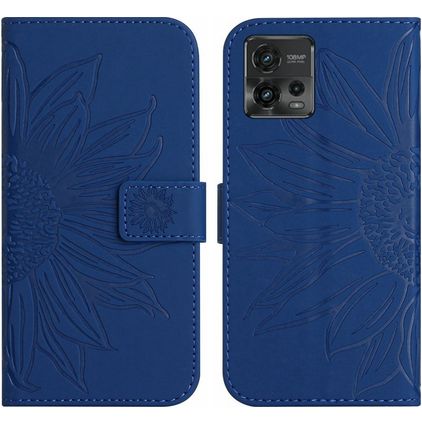 Mobigear Sunflower Motorola Moto G72 Hülle Klapphülle Geldbörse - Dunkelblau