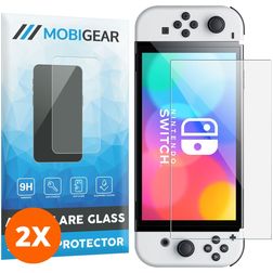Mobigear Nintendo Switch OLED Panzerglas Displayschutz - Hüllenfreundlich - Schwarz (2er Pack)