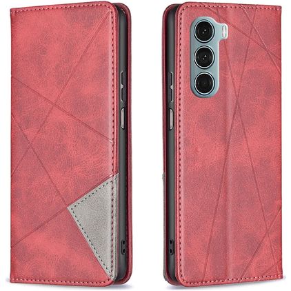 Mobigear Rhombus Slim Motorola Moto G200 5G Hülle Klapphülle - Rot
