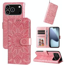 Mobigear Sunflower iPhone 17 Pro Hülle Klapphülle Geldbörse - Pink