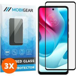 Mobigear Premium Motorola Moto G60s Panzerglas Gehärtetes Glas Displayschutz - Hüllenfreundlich - Schwarz (3er Pack)