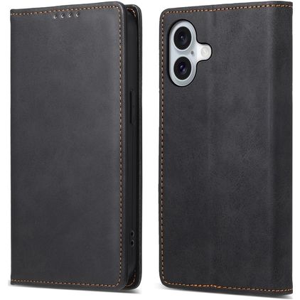 Mobigear Wallet iPhone 16 Hülle Klapphülle Geldbörse - Schwarz