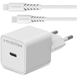 Mobilize Single USB-C Ladegerät Apple Lightning 1 Meter Power Delivery 20W - Weiß