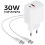 Mobiparts Wall Charger Dual USB / USB-C USB-C 1 Meter Power Delivery 30W 3A - Weiß