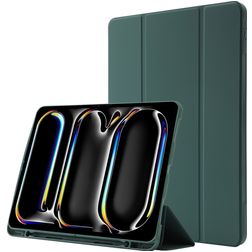Mobigear Tri-Fold Gel iPad Pro 13 Zoll (2024) Hülle TPU,Kunstleder Klapphülle + Stifthalter - Grün