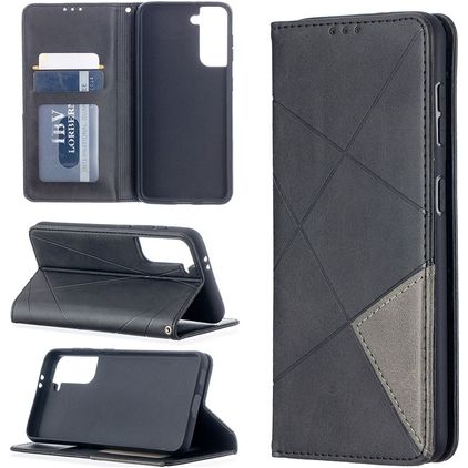 Mobigear Rhombus Slim Samsung Galaxy S21 Hülle Klapphülle - Schwarz