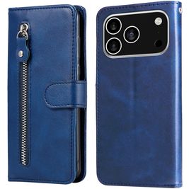 Mobigear Zipper iPhone 17 Pro Hülle Klapphülle Geldbörse - Blau
